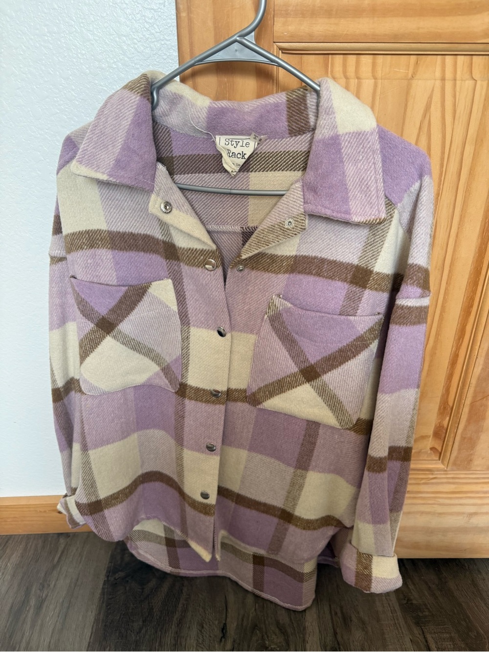 Style Rack Lavender Plaid Button-Up Shirt Jacket